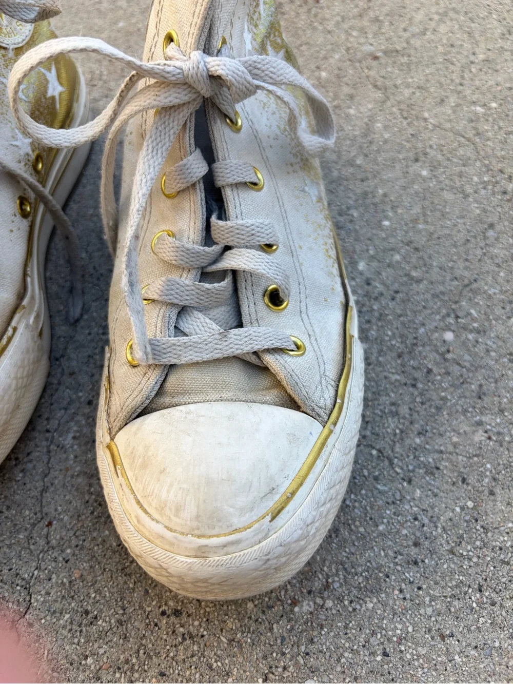 Converse Kids High-Top Sneakers in Gray with Gold Accents